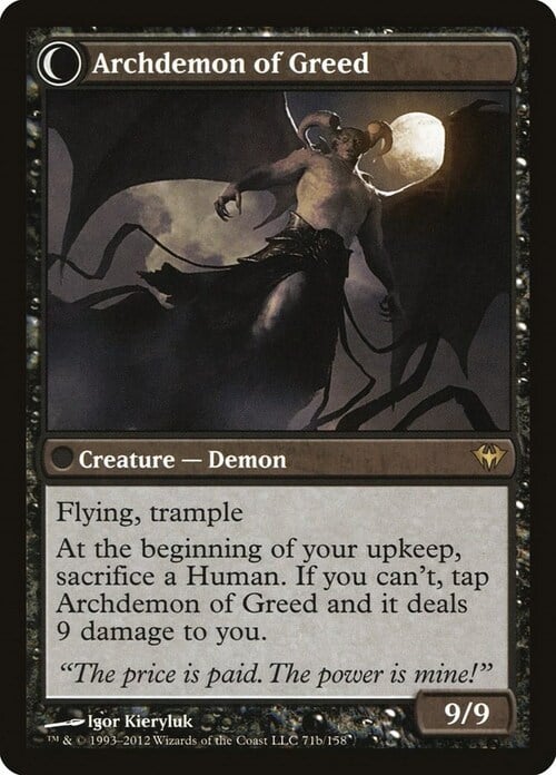 Ravenous Demon // Archdemon of Greed Card Back