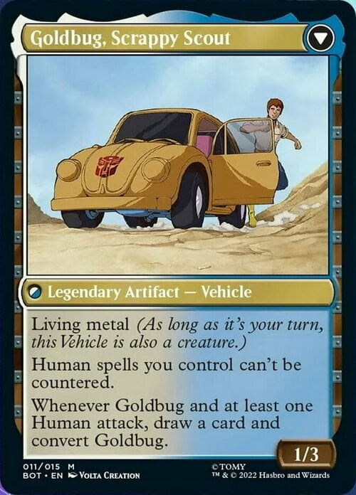 Goldbug, Alleato dell'Umanità // Goldbug, Esploratore Agguerrito Card Back