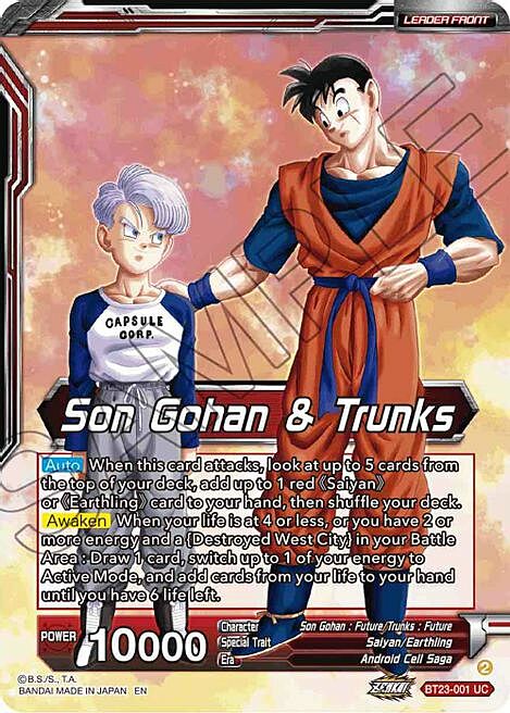 Son Gohan & Trunks // SS Son Gohan & Trunks, Warriors Meeting a Challenge Card Back