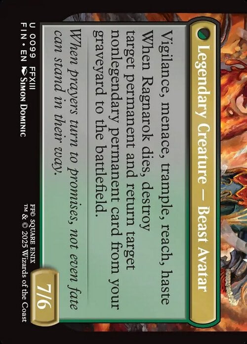 Fang, Fearless l'Cie // Ragnarok, Divine Deliverance Card Back