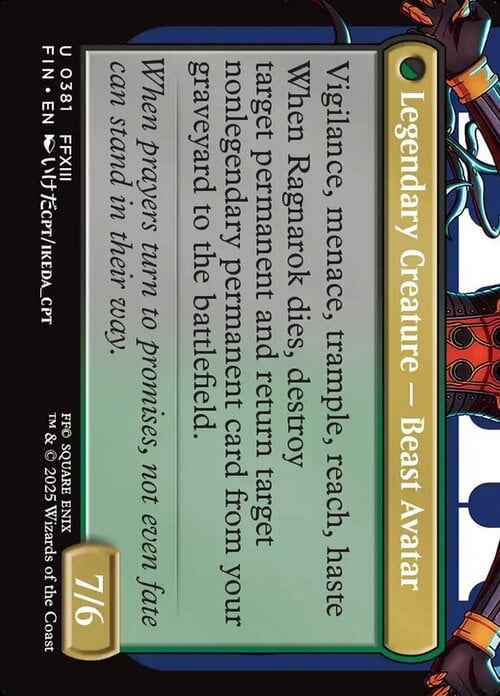 Fang, Fearless l'Cie // Ragnarok, Divine Deliverance Card Back