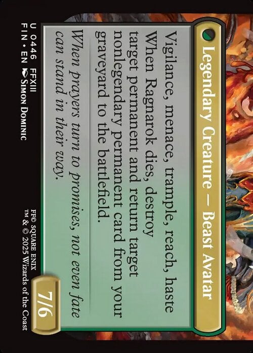 Fang, Fearless l'Cie // Ragnarok, Divine Deliverance Card Back