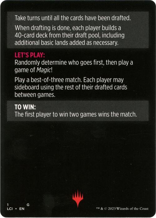 Magic Minigame: Winchester Draft Card Back