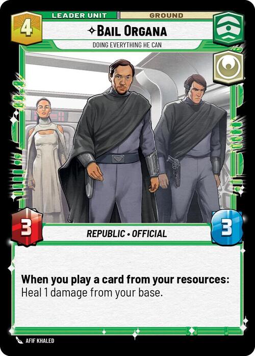 Bail Organa - Doing Everything He Can Card Back
