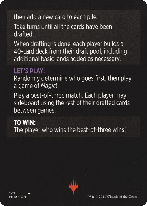 Magic Minigame: Winchester Draft Card Back