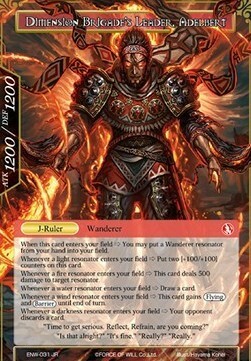Swordsman of Fire // Dimension Brigade's Leader, Adelbert Card Back