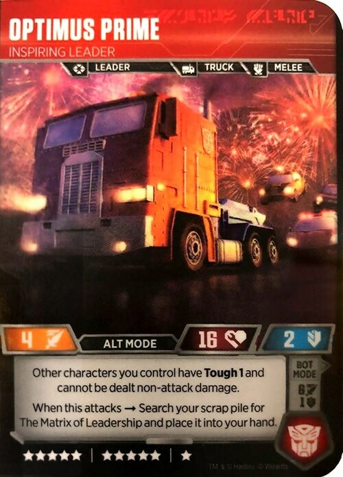 Optimus Prime, Inspiring Leader Card Back