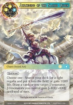 Awakening of the Sacred Queen Card Front