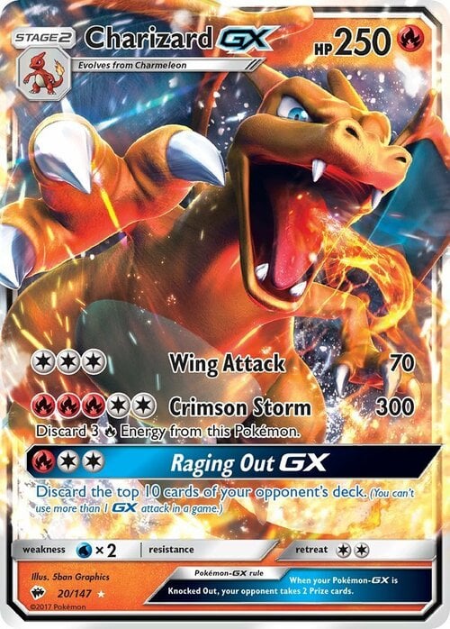 Charizard GX [Wing Attack | Crimson Storm | Raging Out GX] Frente