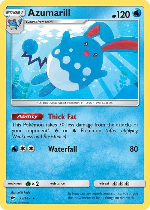 Azumarill [Thick Fat | Waterfall] Card Front