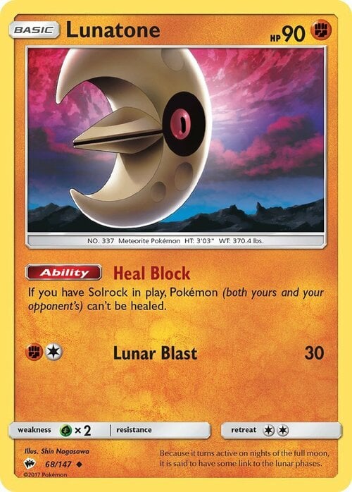 Lunatone [Heal Block | Lunar Blast] Card Front