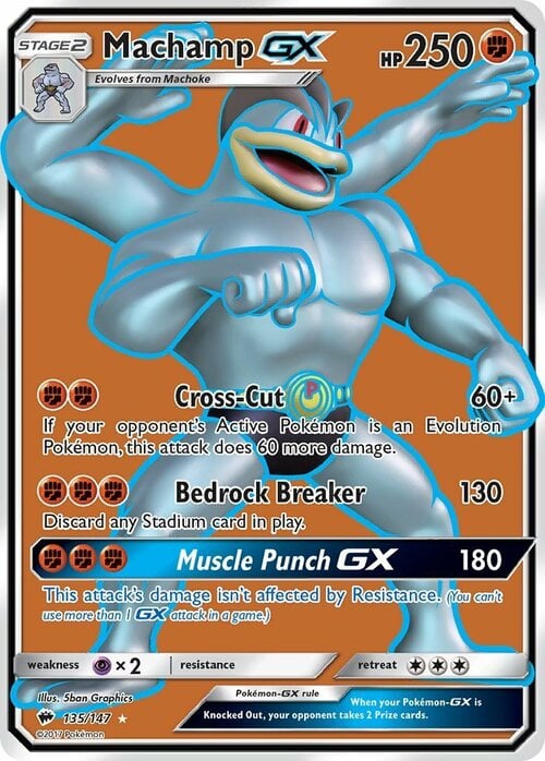 Machamp GX [Cross-Cut | Bedrock Breaker | Muscle Punch GX] Card Front