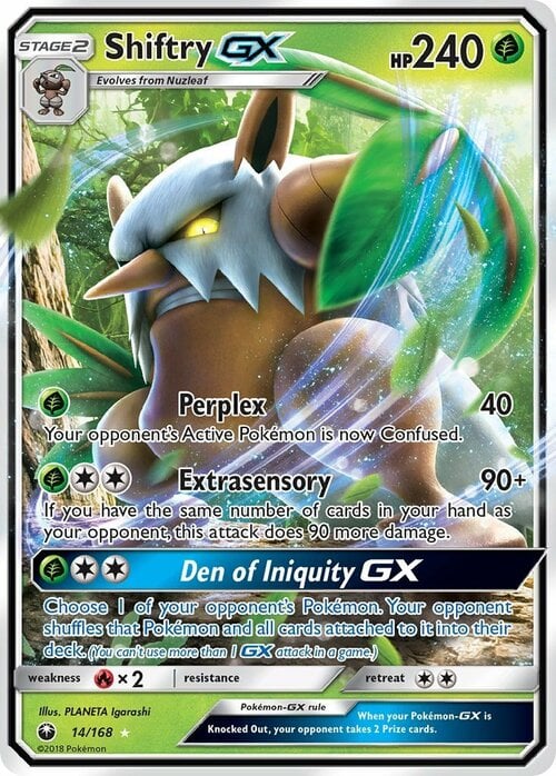 Shiftry GX [Perplex | Extrasensory | Den of Iniquity GX] Card Front