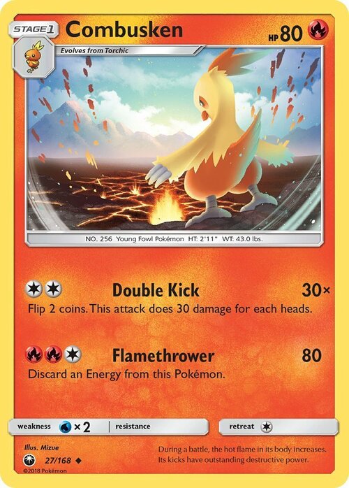 Combusken [Double Kick | Flamethrower] Card Front