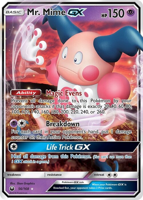 Mr. Mime GX [Magic Evens | Breakdown | Life Trick GX] Card Front