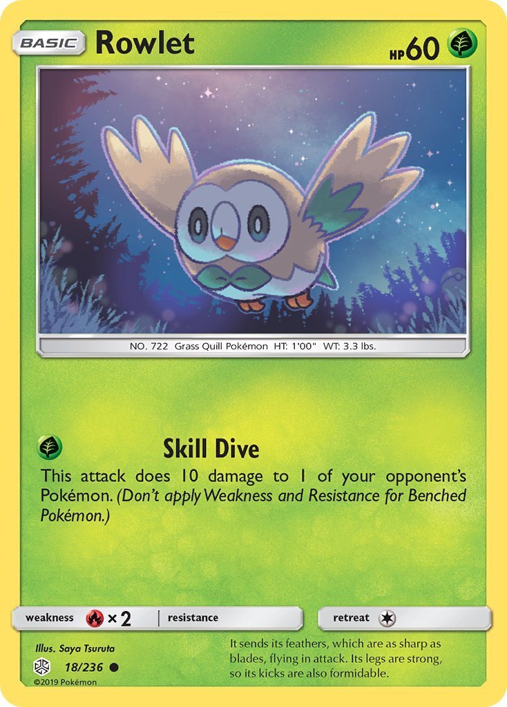rowlet pokemon card Cosmic Eclipse | Pokémon Common Card Type Rowlet fan art card :
