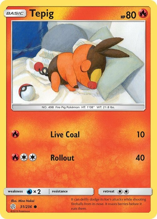 Tepig [Live Coal | Rollout] Card Front