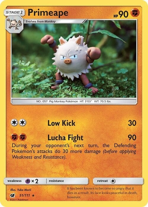 Primeape [Low Kick | Lucha Fight] Card Front