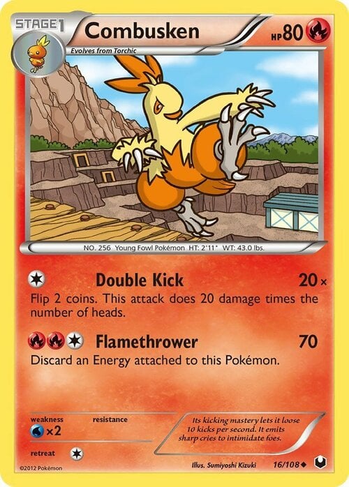 Combusken [Double Kick | Flamethrower | DEX] Card Front