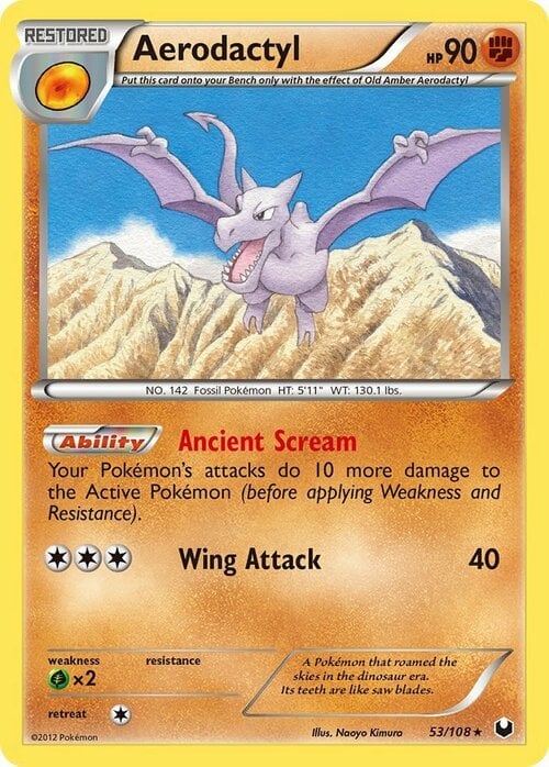 Pokemon Fossil Rare Card - Aerodactyl 16/62