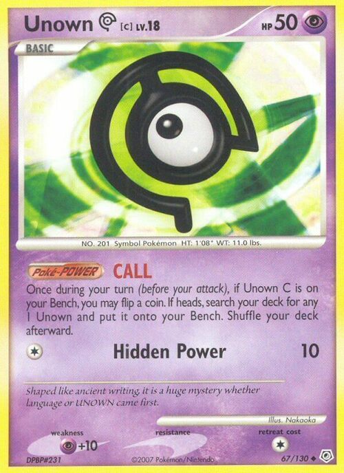 Unown C Lv.18 Card Front