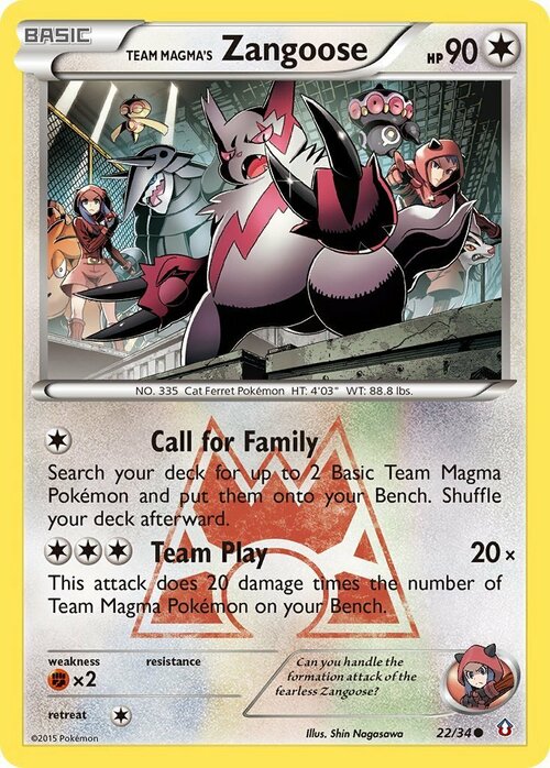 Team Magma's Zangoose Card Front