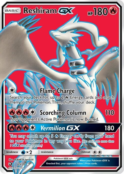 Reshiram GX [Flame Charge | Scorching Collumn | Vermillion GX] Card Front