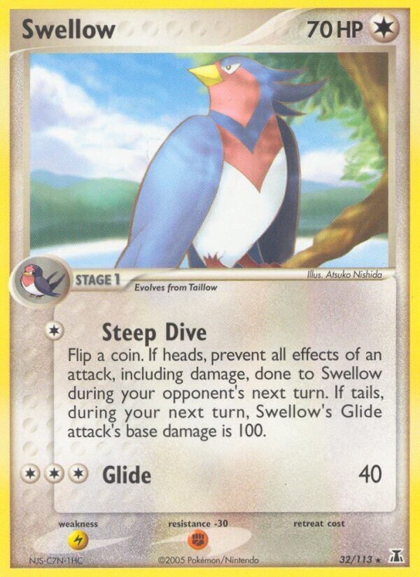 swellow pokemon card Vintage Rare - EX Delta Species Non-Holo 32/113 If heads Swellow | XYRoaring Skies |