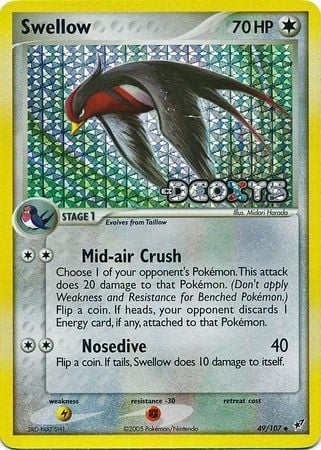 pokemon card swellow 35 Evolves from Taillow Type Hand Painted Custom Full Art