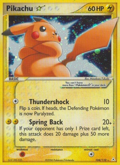 Pikachu ☆ Gold Star Card Front