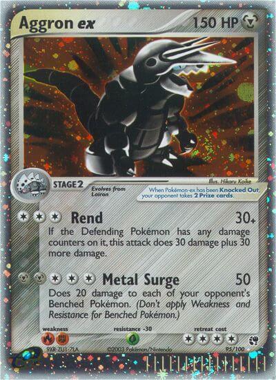 aggron ex pokemon card 95/100 EX Sandstorm Rare Holo Near Mint If heads Aggron ex