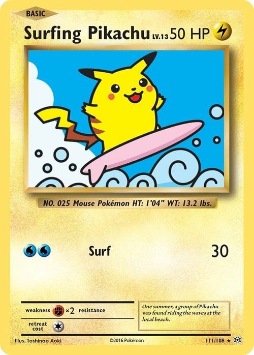 Surfing Pikachu Card Front