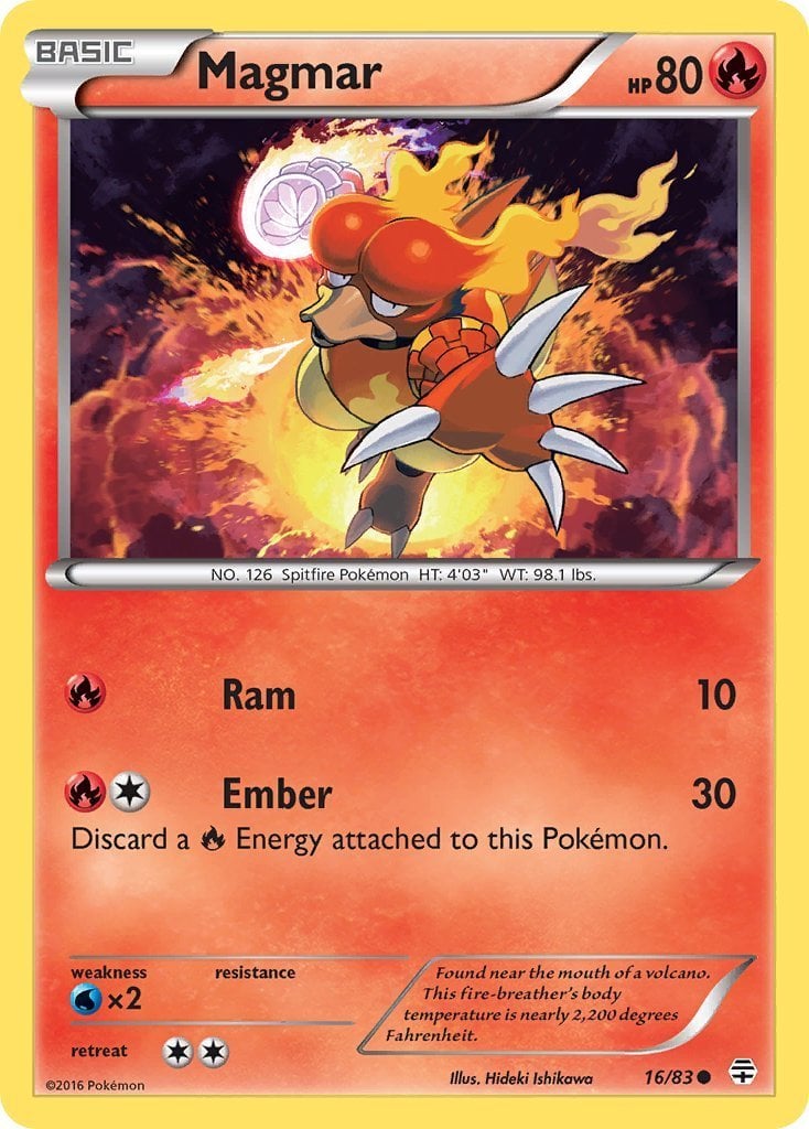 pokemon magmar card Gym Heroes Uncommon Blaine's #37 20/108 / Uncommon Card Type / HP / Stage Vintage Uncommon - Magmar Base