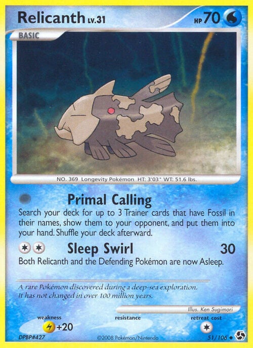 Relicanth Lv.31 [Primal Calling | Sleep Swirl] Card Front