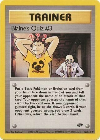 Blaine's Quiz #3 Card Front