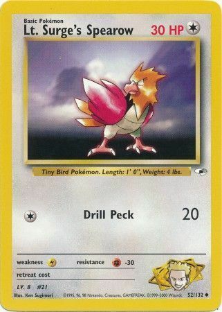 Lt. Surge's Spearow Card Front