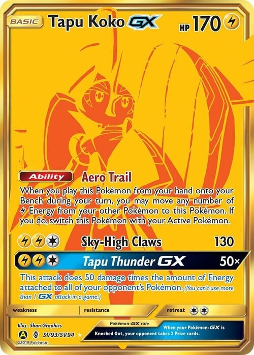 Tapu Koko GX - 153/145 - Secret Rare - Pokemon Singles » Guardians