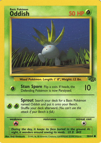 oddish pokemon cards (001/108) Colorless Artist Pokemon Gym Heroes Common Card
