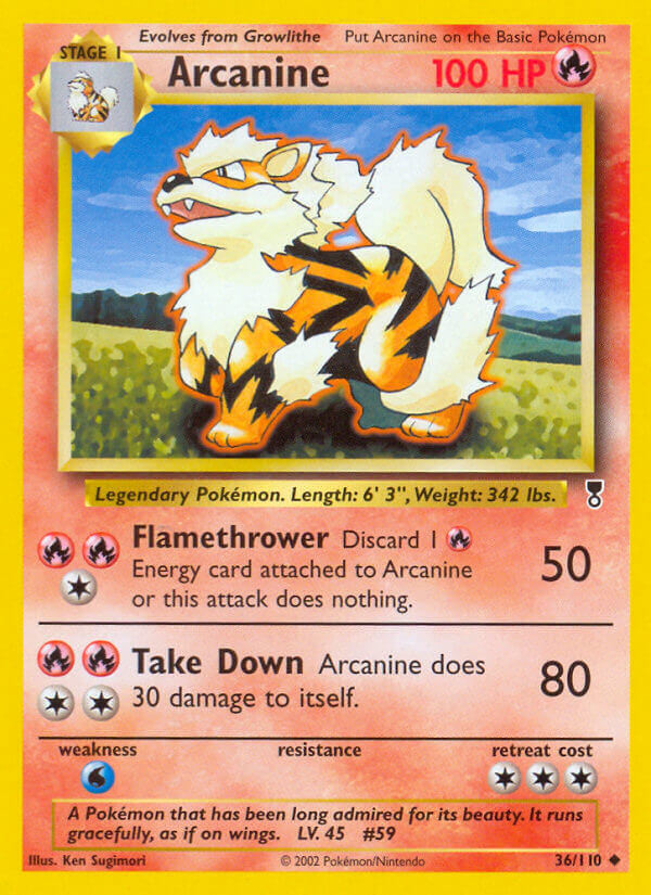 arcanine legendary pokemon card Colorless Retreat Cost PSA 10 Arcanine Reverse Holo