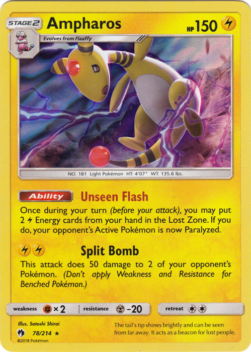 Ampharos [Unseen Flash | Split Bomb] Card Front
