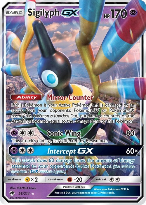 Sigilyph GX [Mirror Counter | Sonic Wing | Intercept GX] Card Front