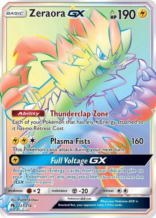 Zeraora GX [Thunderclap Zone | Plasma Fists | Full Voltage GX] Card Front