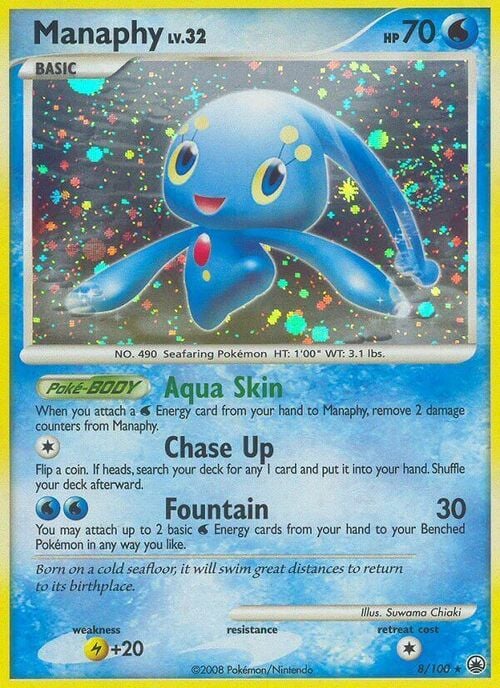 Manaphy Lv.32 [Aqua Skin | Chase Up | Fountain] Card Front