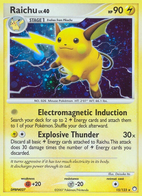 Raichu Lv.40 [Electromagnetic Induction | Explosive Thunder] Card Front