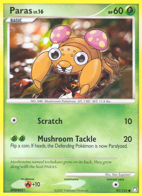 Paras Lv.16 [Scratch | Mushroom Tackle] Card Front