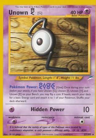 Unown G Card Front