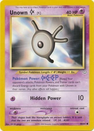 Unown K Card Front