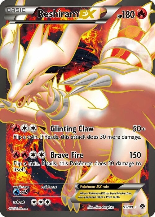 Reshiram EX [Glinting Claw | Brave Fire] Card Front