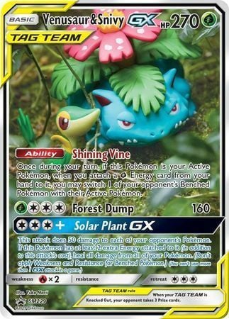 Venusaur & Snivy GX [Shining Vine | Forest Dump | Solar Plant GX] Frente