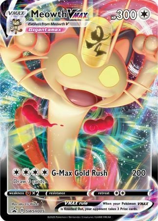 Meowth VMAX [G-Max Gold Rush] Card Front